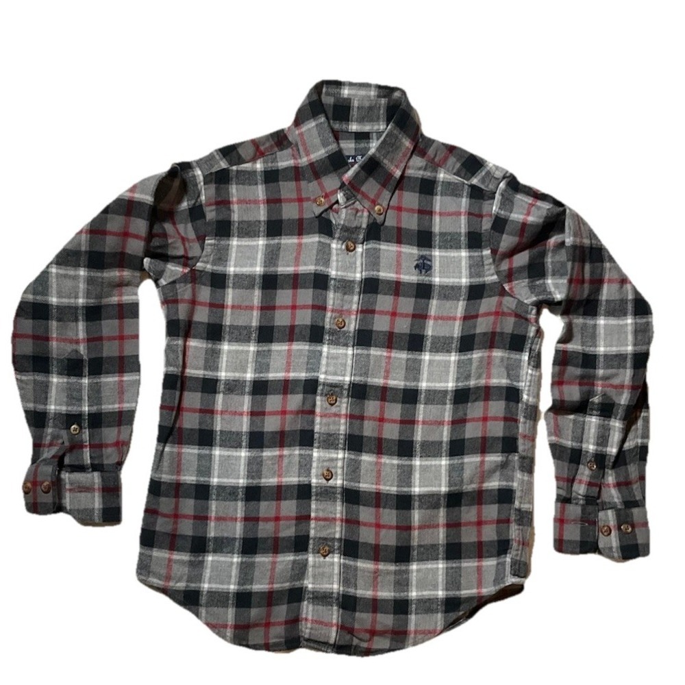 Brooks Brothers 100% Cotton Flannel Plaid Shirt Boys Size S Preppy